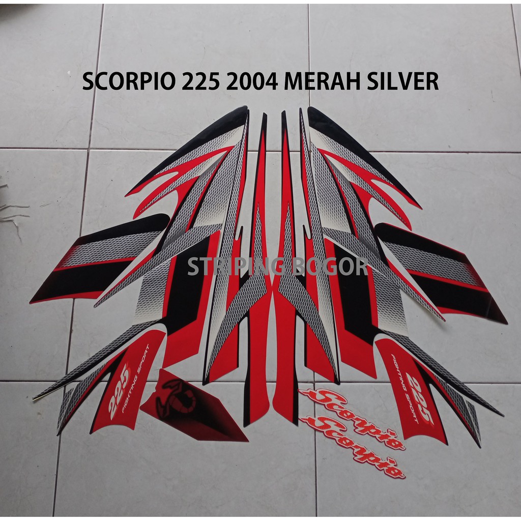 Striping Stiker Motor Yamaha Scorpio G 225 2004 Merah Silver