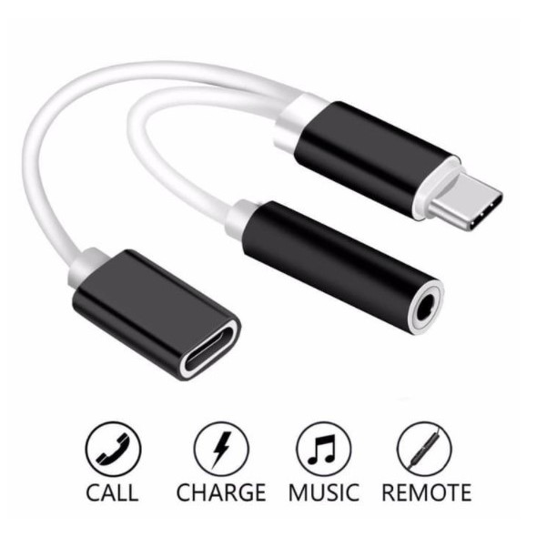Kabel audio splitter TYPE C 2in1 Jack 3.5mm dan TYPE C