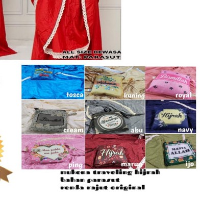 mukena parasut hijrah renda tas sablon best seller