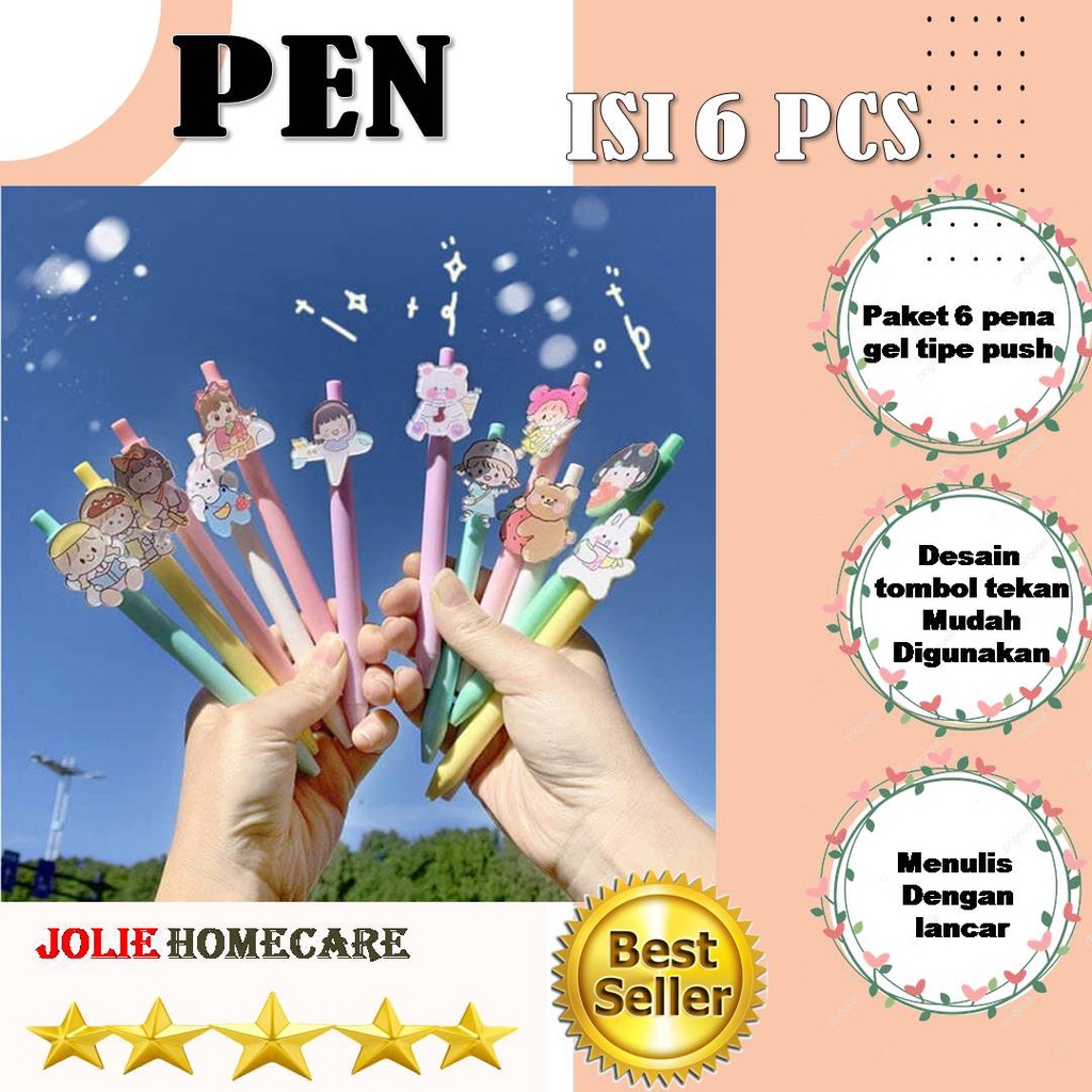 

Japanese Press Type Gel pen isi 6 pcs