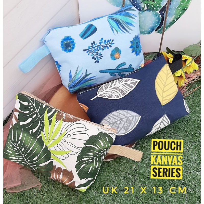 POUCH KANVAS TROPICAL/POUCH KOSMETIK MOTIF