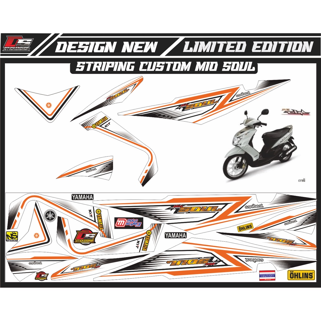 striping mio soul karbu thailand/striping mio soul variasi simple warna putih oren