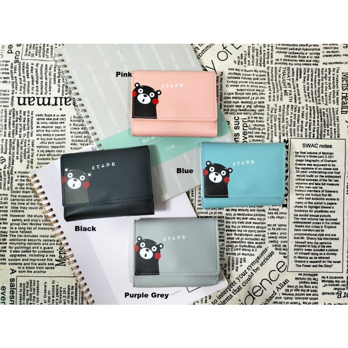 W30 Dompet Mini Wanita Motif Binatang Beruang Kumamon Cewek Kartu Uang Foto Cantik Women Wallet Perempuan Kulit PU Leather Hitam Lipat Kecil Panjang  Korea Pria Cowok Laki Laki Cowo Import Premium Murah Tas Dompet Wanita Import Cewe Cantik Lipat