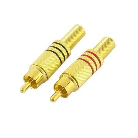 Soket RCA Gold cowok male Jack Jak emas sepasang merah hitam