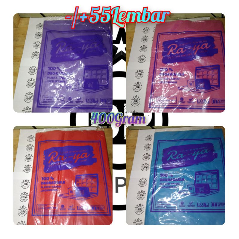 Kantong Plastik Packing Online 25x35 Tanpa Pond Olshop Ungu Merah Pink Biru