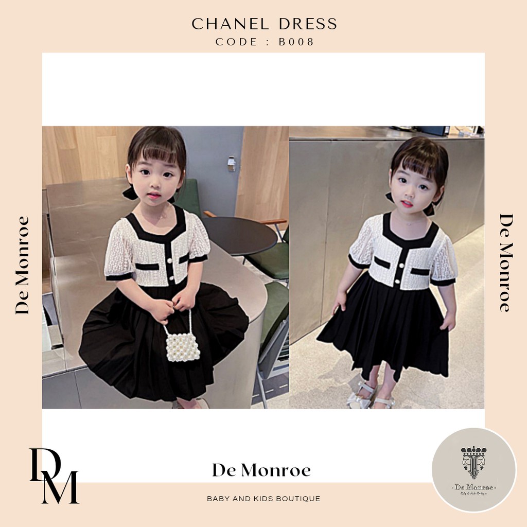 De Monroe Baju Bayi dan Anak Dress Fashion bayi Anak Perempuan Motif Bunga Terusan Rok Hitam Cewek