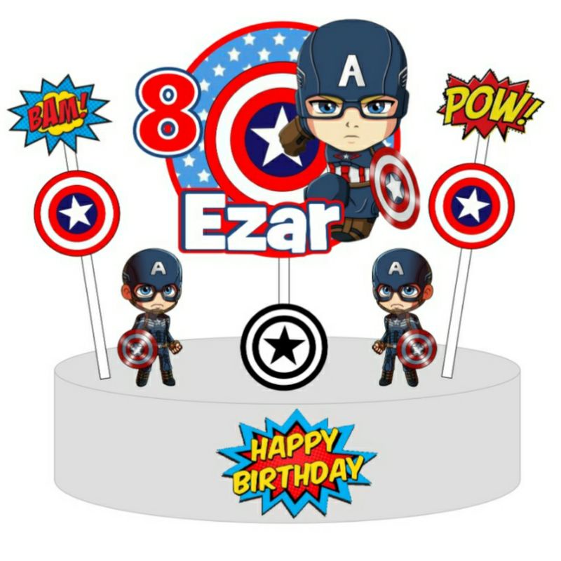 

cake topper hiasan kue Captain America