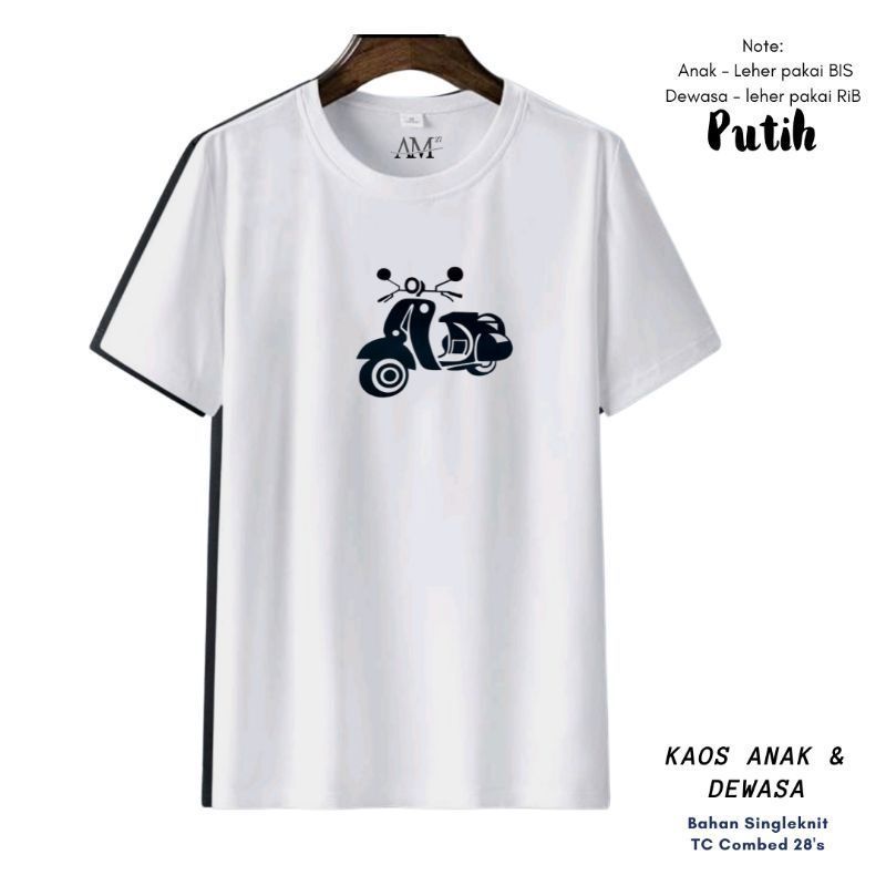 Baju Kaos atasan Anak-Remaja Cowok/Cewek Motif Vespa