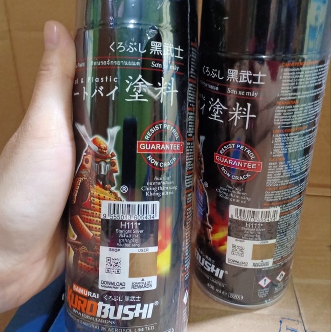 Cat Semprot Pilox Pilok New Samurai Paint Kurobushi H111* Starlight Silver / Perak / Silver Honda (400ml)