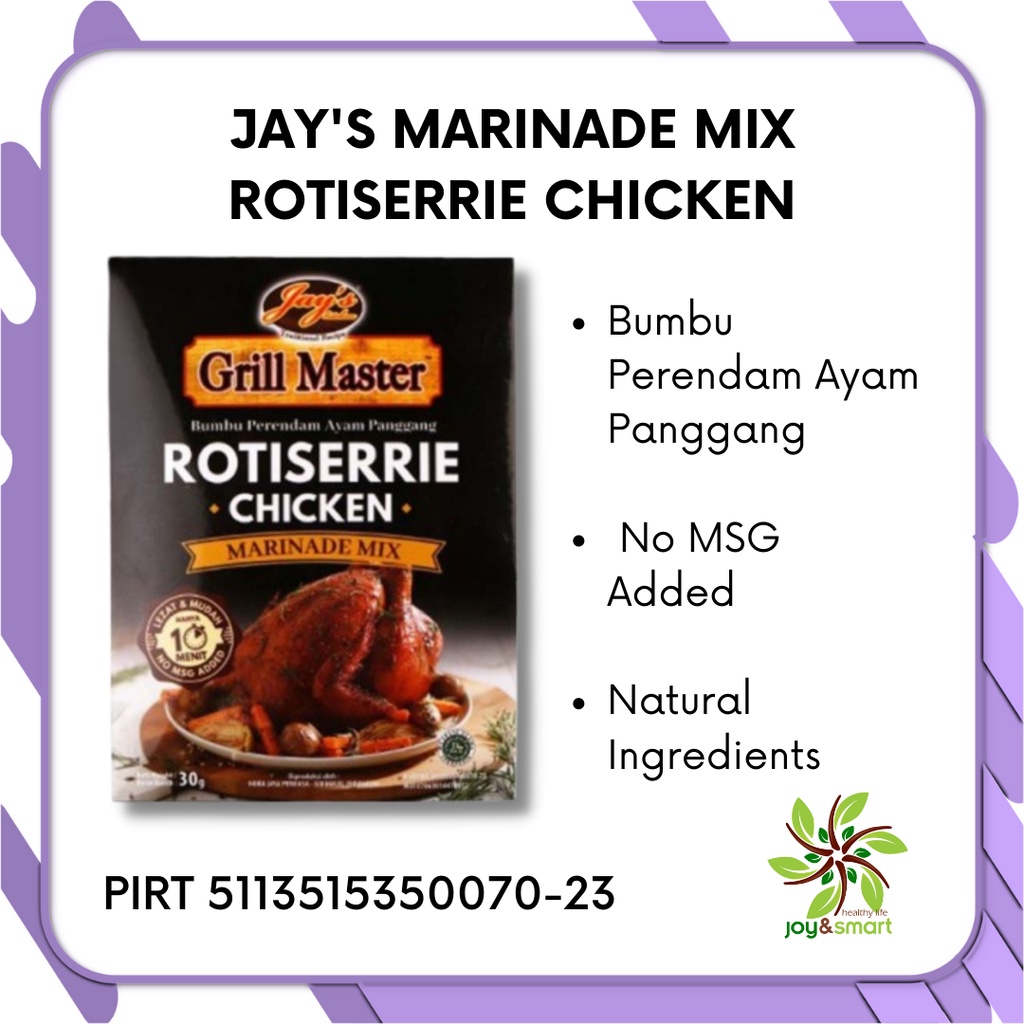 

Joy Smart Healthy Life Jay's Grill Master Rotisserie Chicken Marinade Mix