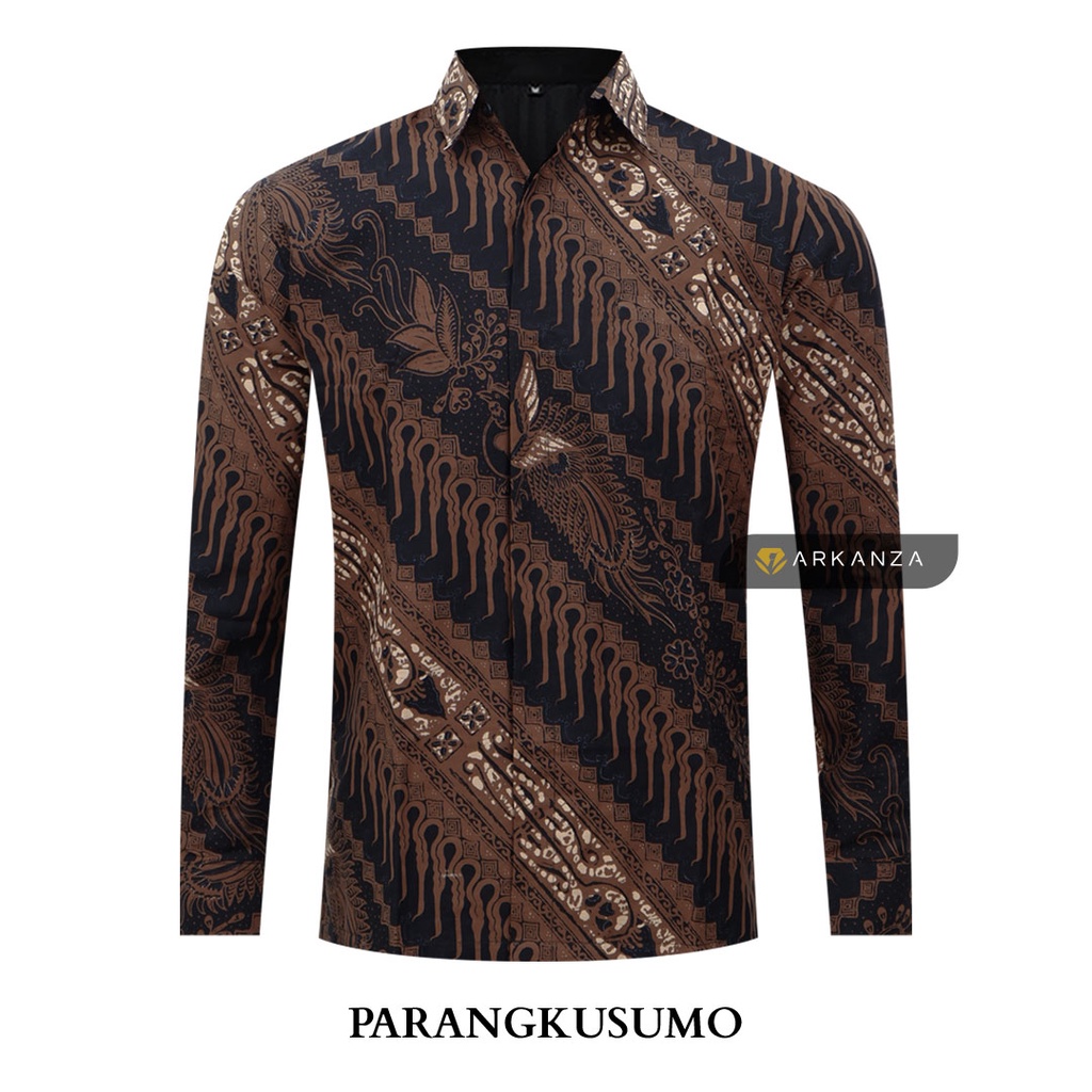 PARANGKUSUMO Hem Atasan Kemeja Baju Batik Pria Cowok Laki Laki Slimfit Mewah Terbaru 2022 Full Lapis Furing Tangan Panjang Lengan Pendek