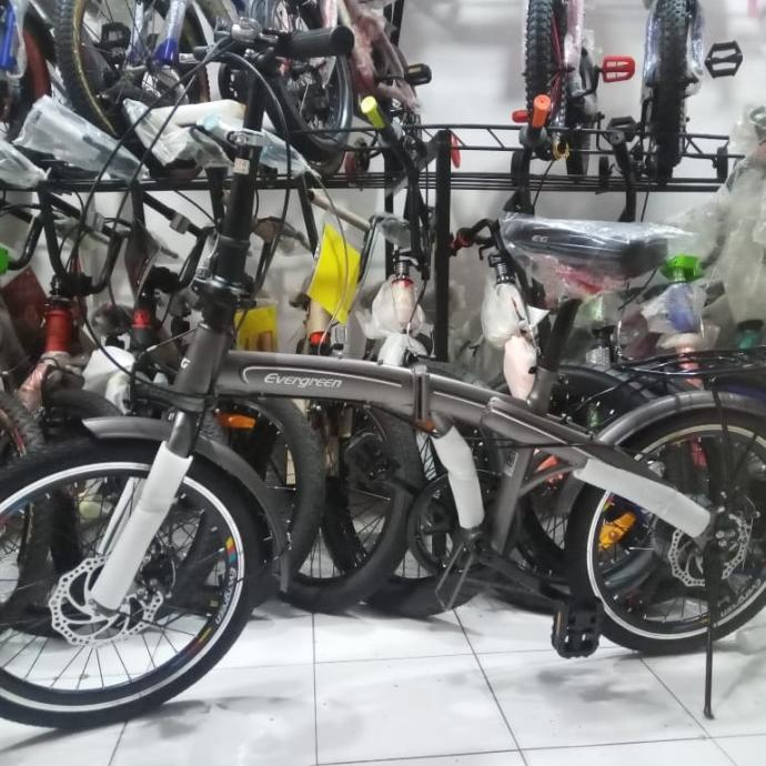 sepeda lipat evergreen 20 inch double disc