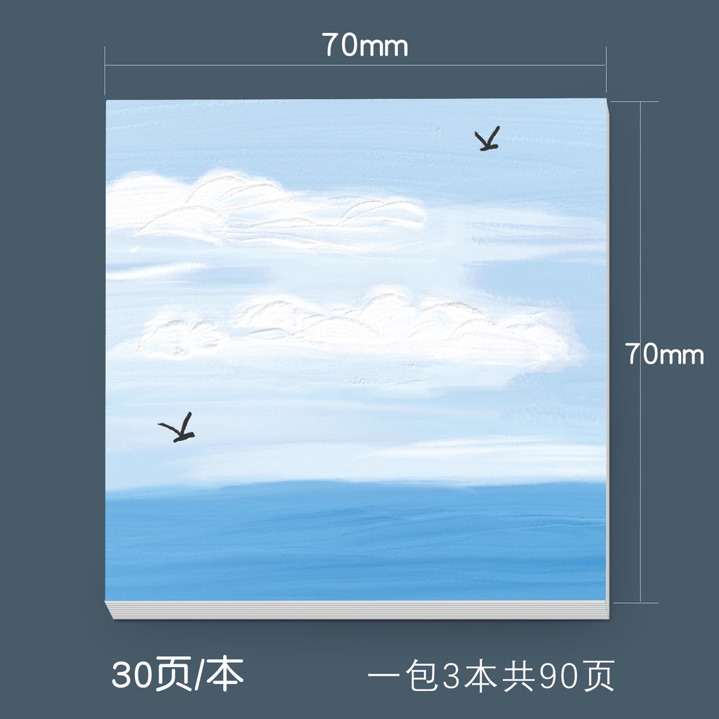 3pcs/set Beautiful Oil Painting Style Landscape Pattern Tearable Memo Sticky Note for Student