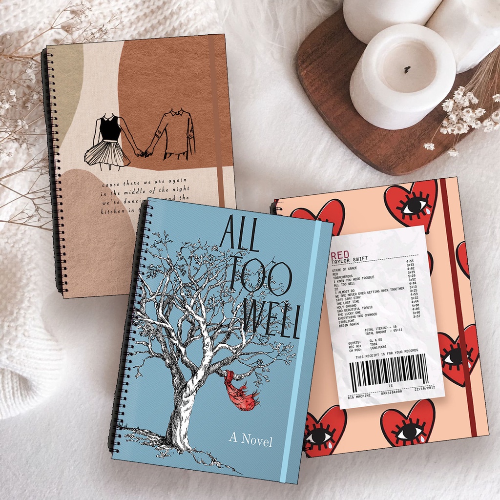 

TAYLOR SWIFT ALL TOO WELL Songs Vintage Aesthetic Ruled Grid Dotted Notebook Diary Journal Bujo School Buku Tulis