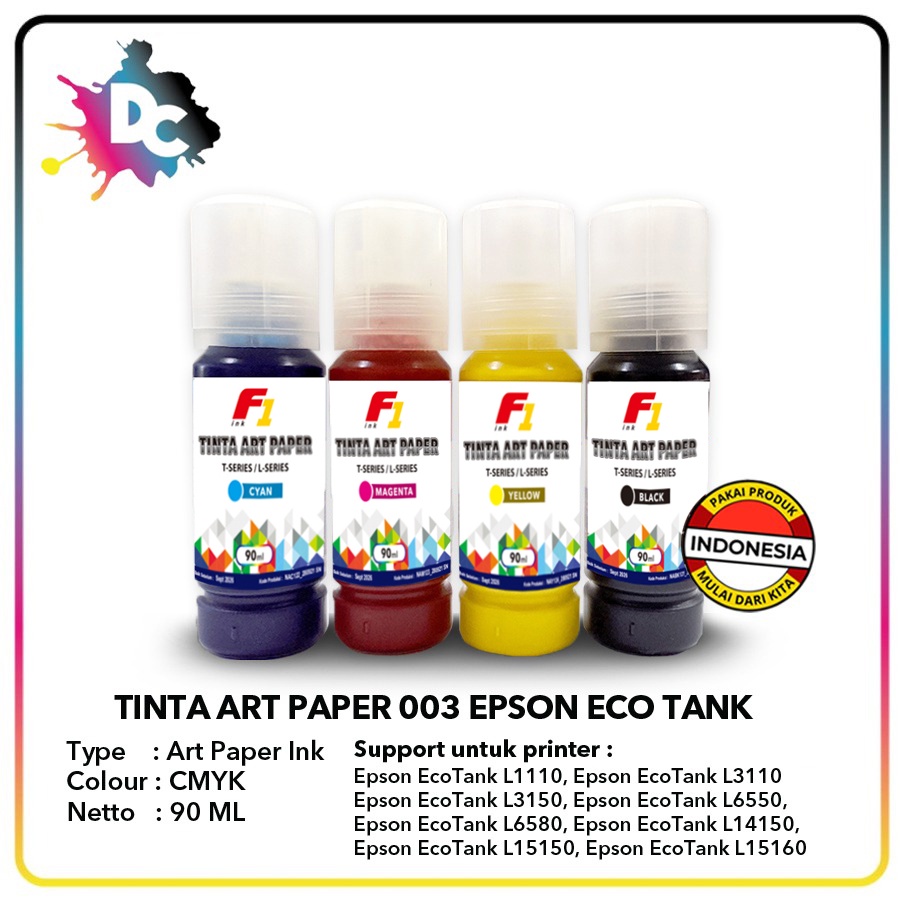 Jual Tinta Art Paper Epson 003 F1 Ink 90ml set CMYK Shopee Indonesia