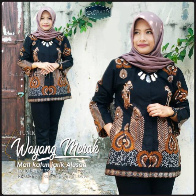 Wayang Merak Original SVJ Atasan Tunik Material Batik Katun Jarik Premium