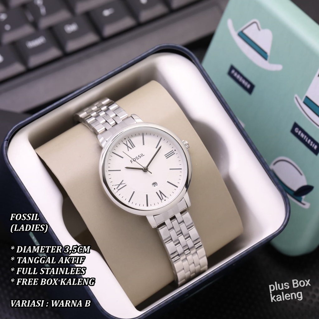 (FREE BOX) JAM TANGAN WANITA FASHION RANTAI BODY BULAT TANGGAL AKTIF