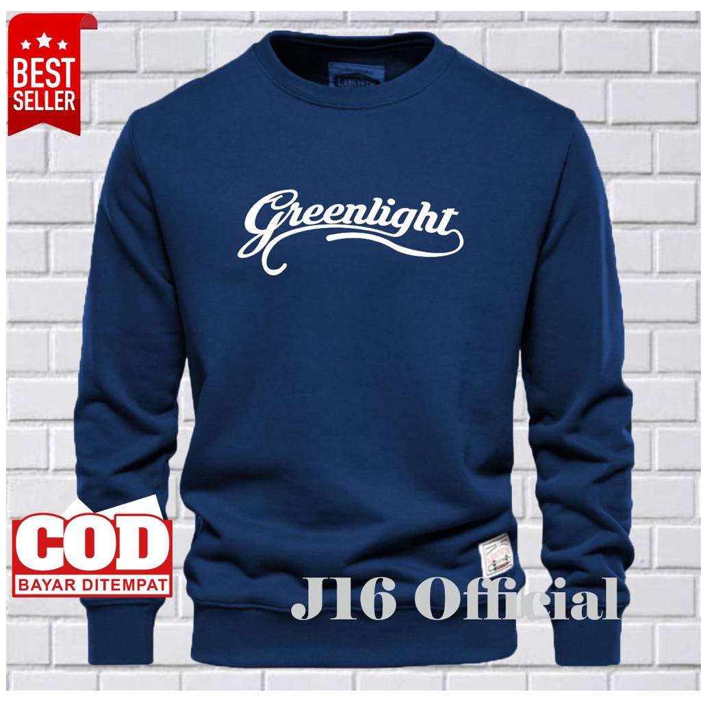 GREENLIGHT CREWNECK Sweater Oblong Pria Wanita Bahan Fleece Tebal