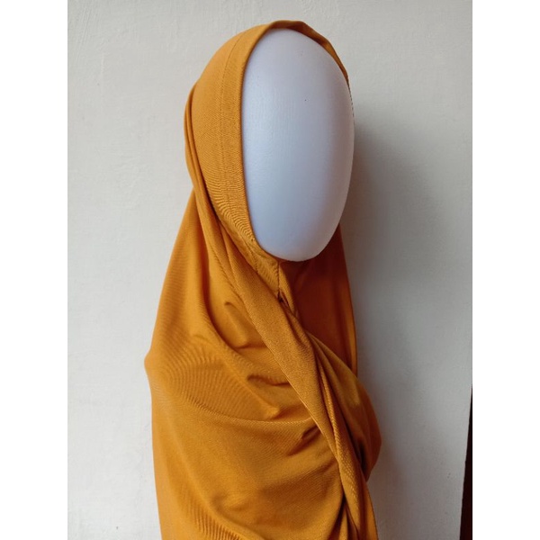 Mum Hijab Jilbab Instan Jersey Hanum 3 in 1 Mumhijab  / Hijab jersey / Pashmina jersey-Mustard