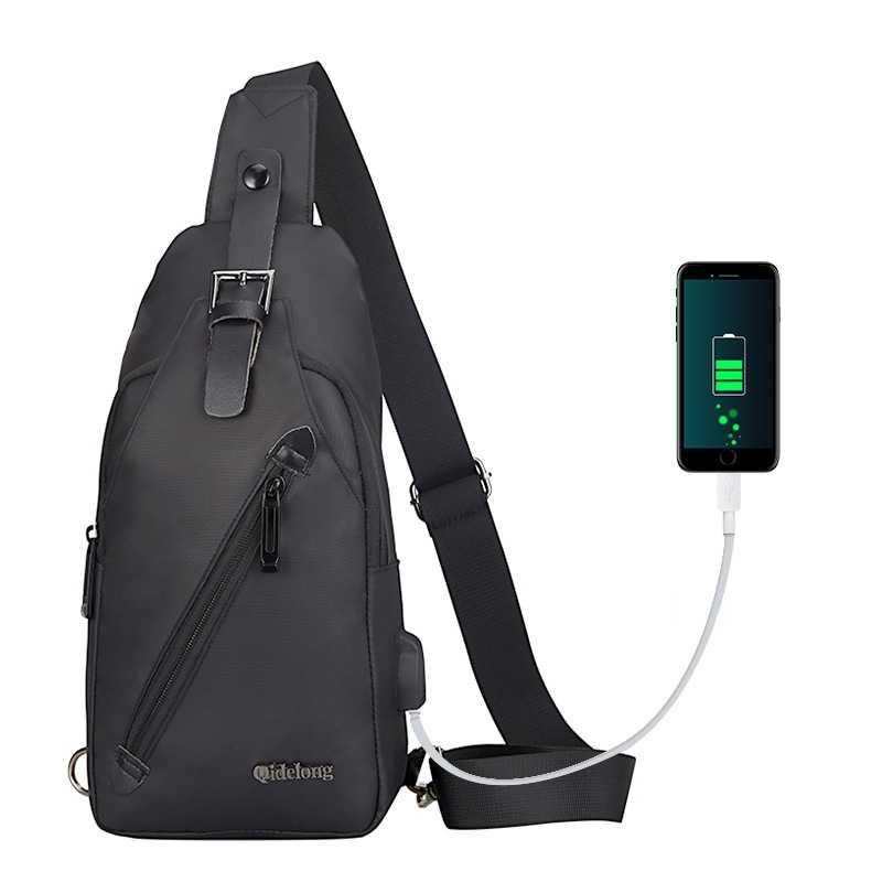 Tas Selempang Crossbody Sling Bag dengan Slot USB - P001 - Black