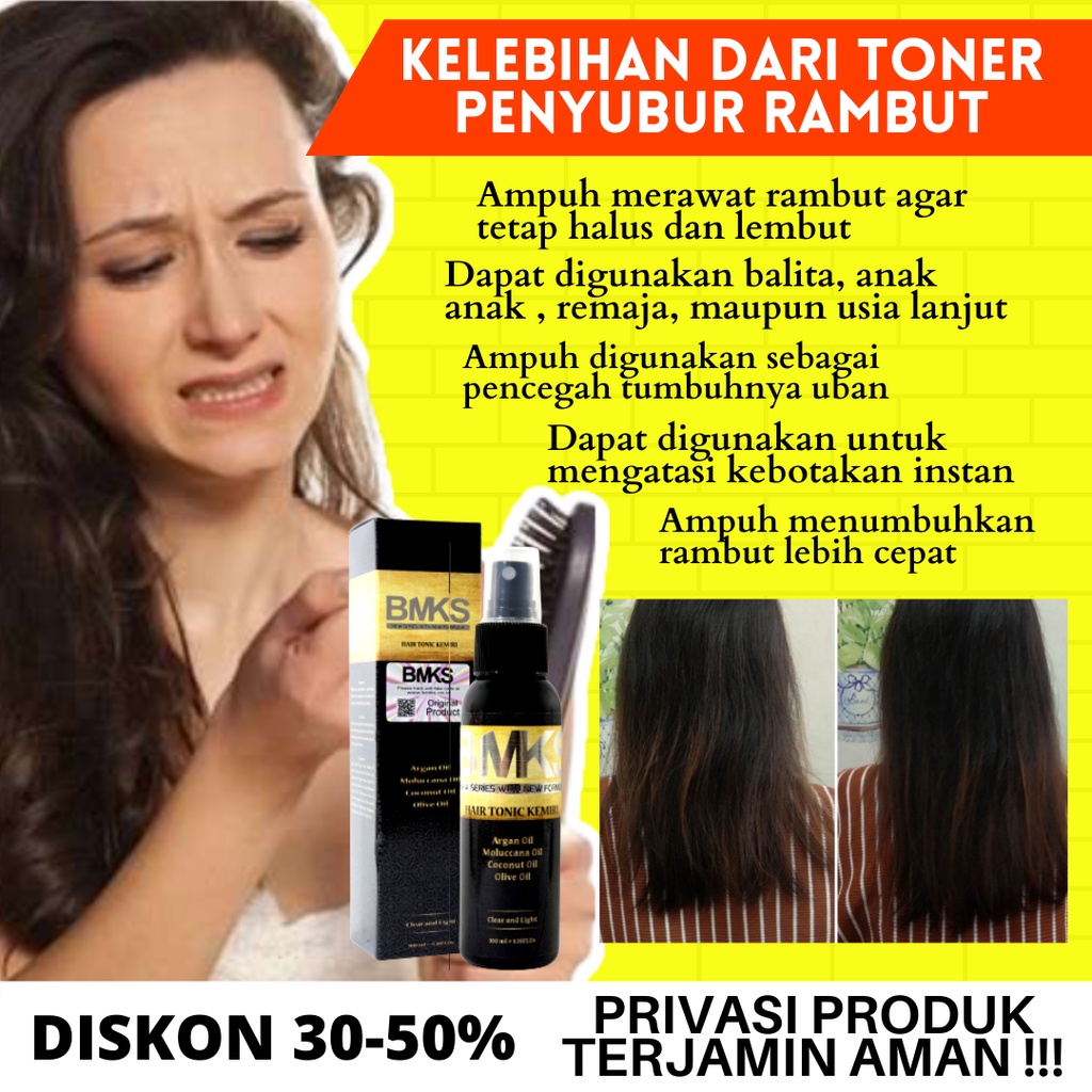 HAIR TONIC PENUMBUH RAMBUT RONTOK BMKS HAIR TONIC KEMIRI 100ML PENYUBUR RAMBUT ORIGINAL BPOM