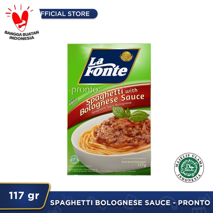 

Pasta-Aneka- 1 Pc - La Fonte Spaghetti Saos Bolognese 117Gr -Aneka-Pasta.