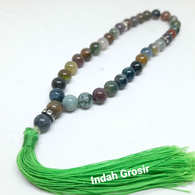 TASBIH BATU HIJAU AKI LUMUT SULIKI 8MM 33BUTIR ORIGINAL STONE