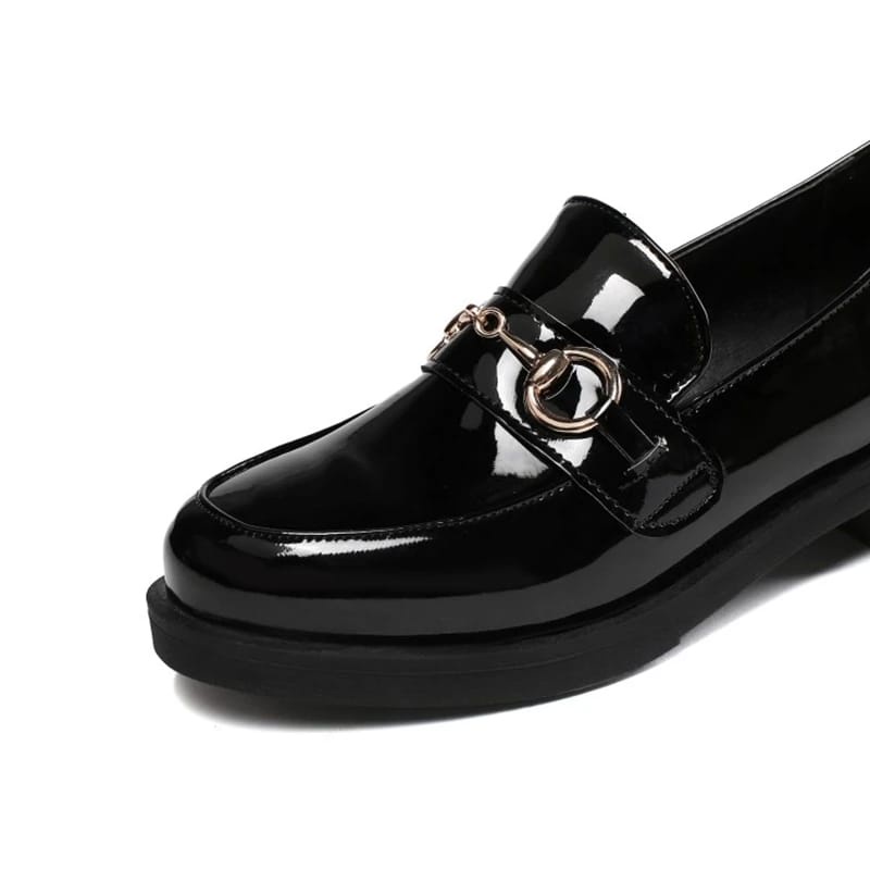 fakhrieshop- SEPATU LOAFERS WANITA FLAT PREMIUM BLACK GLOSY 908