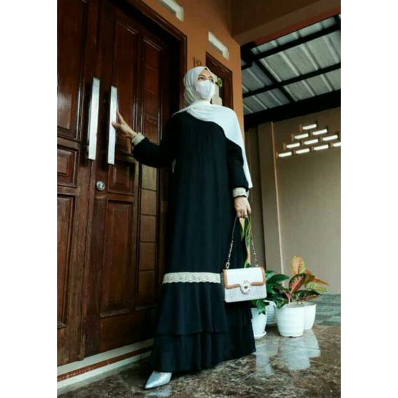 Gamis Ceruty babydoll Renda Bawah