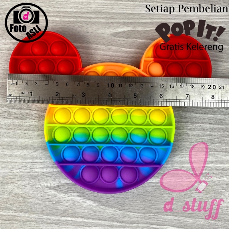 POP IT mainan Fidget Rainbow POPIT jumbo / XXL size-Micky rainbow