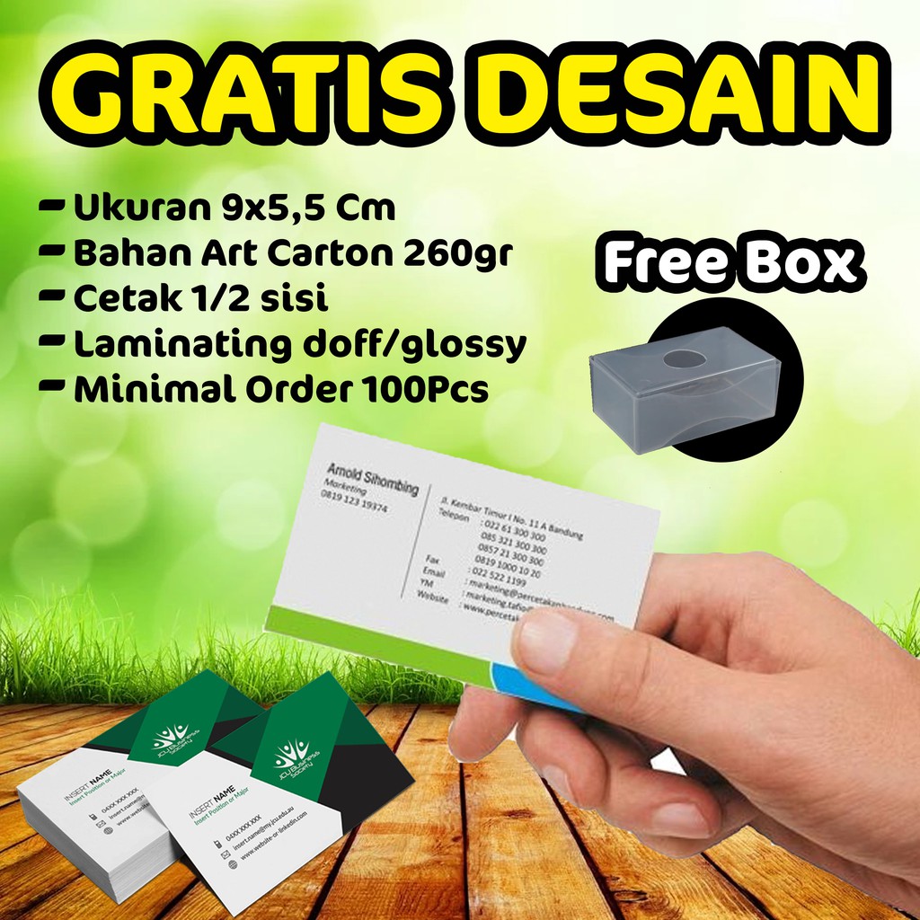 

Kartu Nama Plus Desain Gratis (Laminating Doff/Glossy)