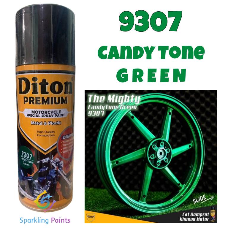 Pilox Diton Premium Candy Tone Green 9307 Candytone Cat Semprot Hijau Transpran 400ml