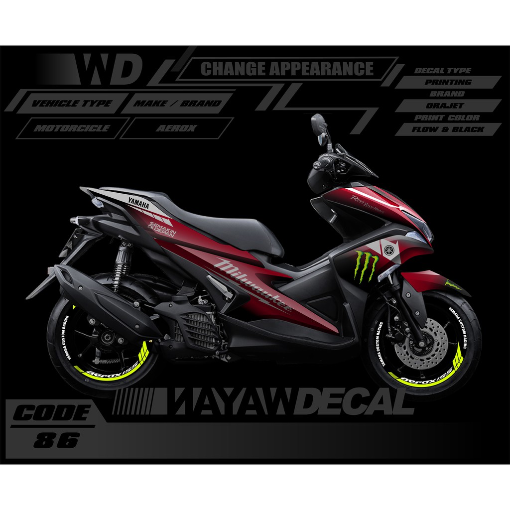 DECAL AEROX MERAH MONSTER ENERGY FULL BODY