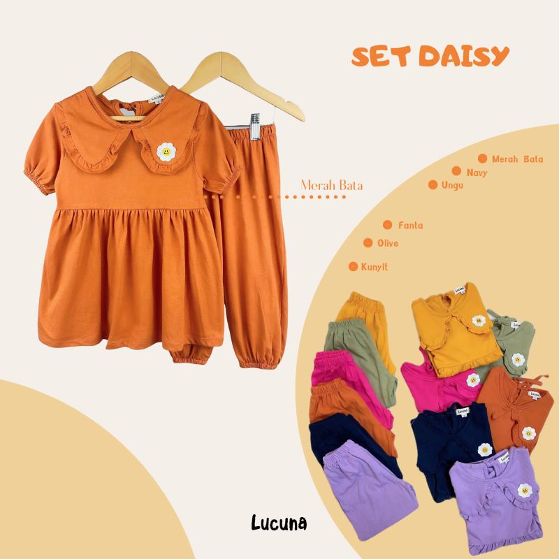 Set Daisy by Lucuna Setelan Anak Perempuan bahan Kaos mix warna 1-5 Tahun SMILEE