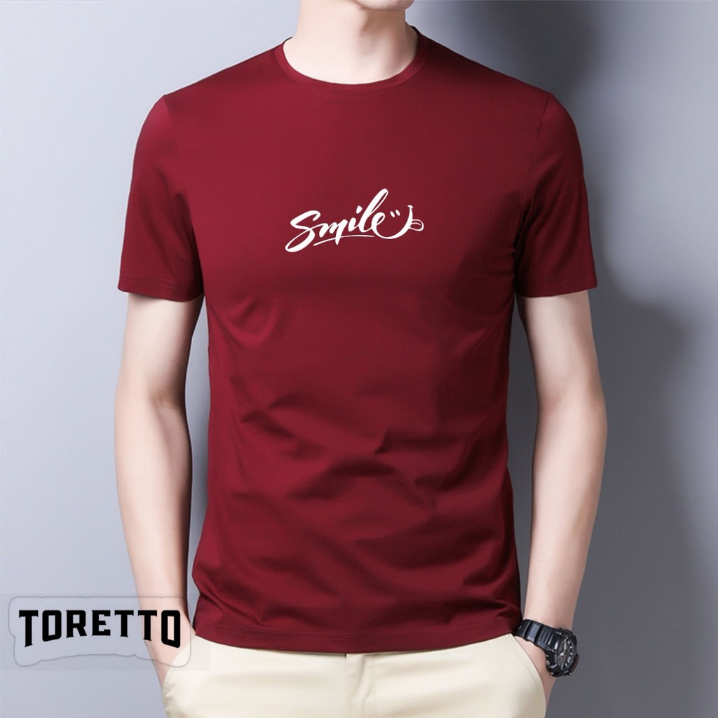 TORETTO-BAJU KAOS DISTRO SMILE || ATASAN UNISEX TERLARIS || COWOK/CEWEK BISA PAKAI