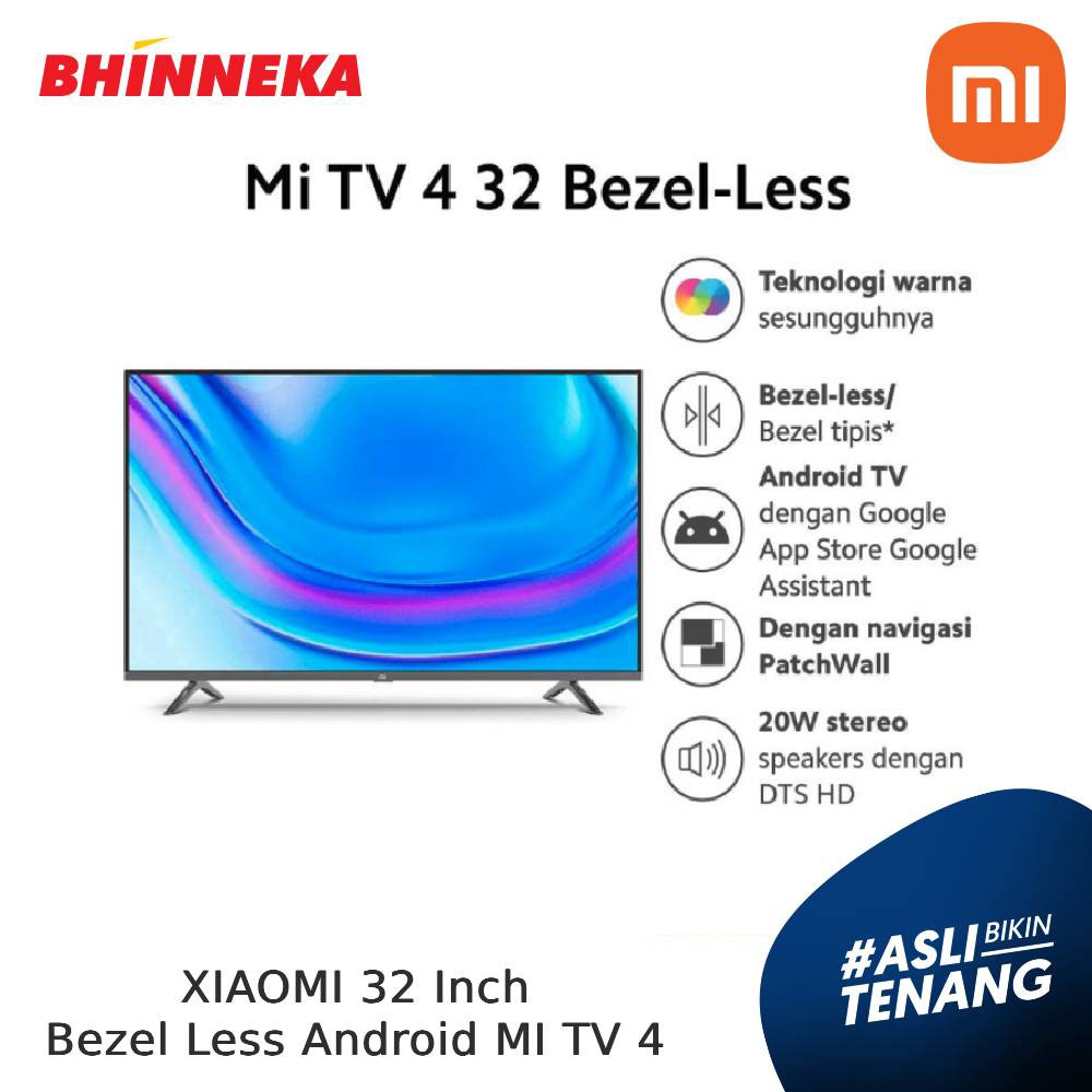 XIAOMI 32 Inch Bezel Less Android MI TV 4 | Shopee Indonesia