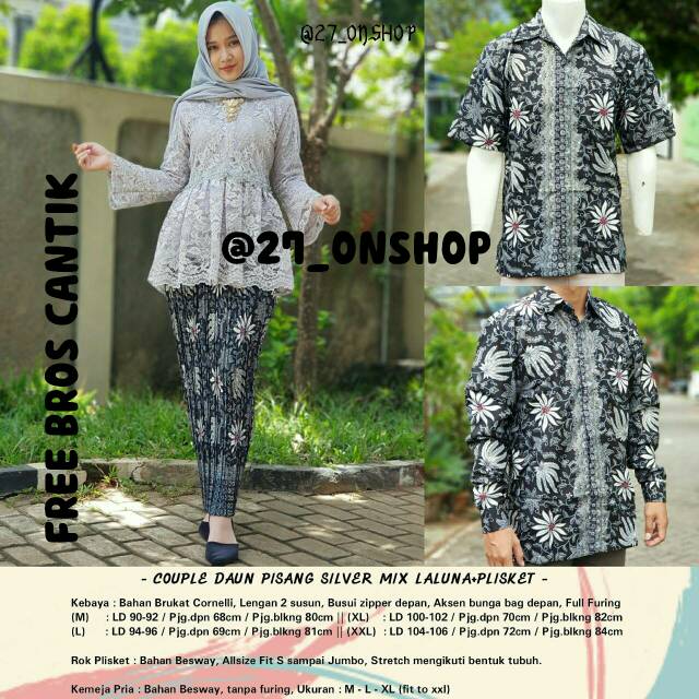 KEBAYA ORIGINAL/KEBAYA MODERN/KEBAYA COUPLE/PLISKET/KEBAYA LALUNA GREY/SETELAN KEBAYA/KEBAYA BROKAT
