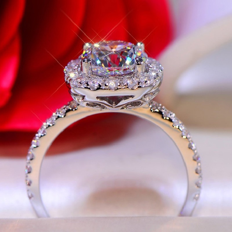 Cincin Lapis Perak 925 Wanita Persegi Zirkon Korea Perhiasan-2