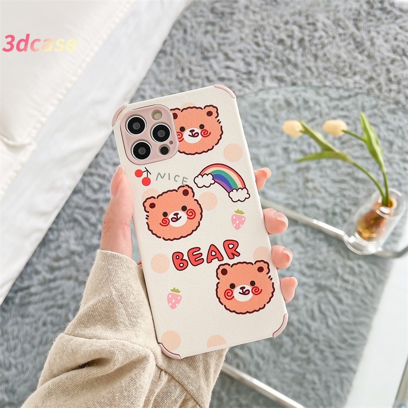 Case Xiaomi Redmi Note 9 8 10 10S 9 PRO MAX 9S Xiaomi Redmi POCO X3 NFC X3 PRO M3 Redmi 9 9C NFC 9A 9i 9T 9 PRO Power 10X POCO M2 PRO A15 A15S A54 Cartoon Rainbow Smiley Bear Lamb Skin Leather Camera Lens Protection Soft TPU Case