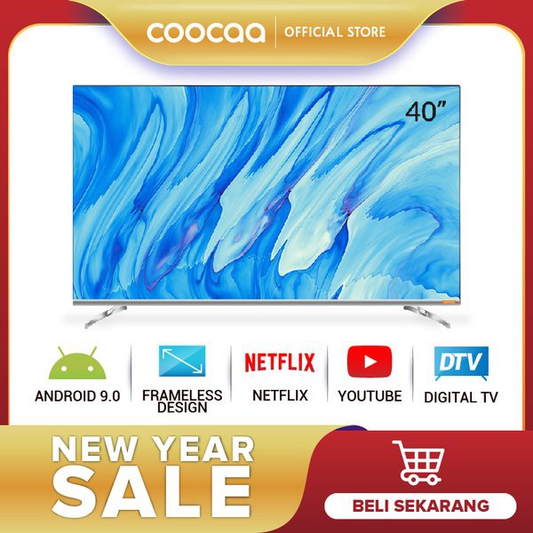 COOCAA 40 inch Android 9.0 Smart LED TV Infinity View Full HD Netflix Youtube Slim Wifi Model 40S6G