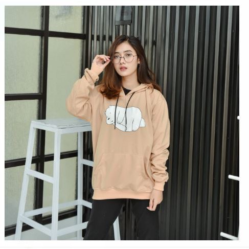 BEAR ENJOY RELAX HOODIE LUCU WANITA - JUMPER TEBAL TERLARIS