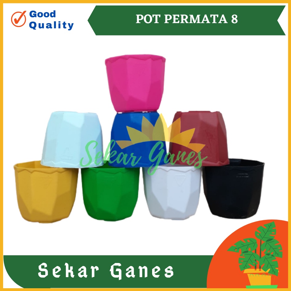 SEKARGANES Pot Permata 8CM Putih Hijau Mint Biru Pink 8 Cm Putih Murah Uk Mirip Pot Tawon 10