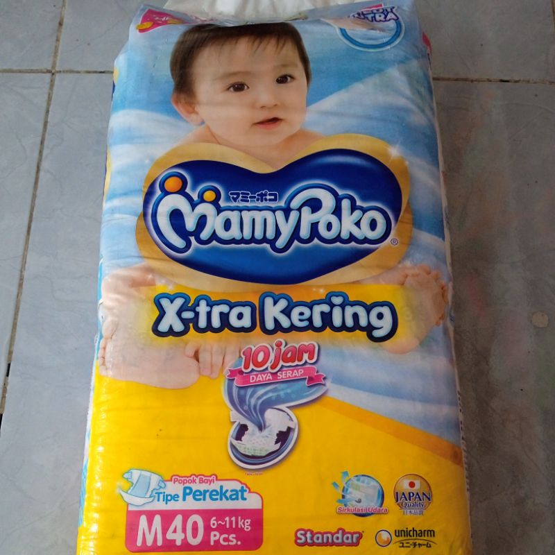 pampers mamy poko extra kering diapers ukuran m type perekat isi 40 new born baru lahir popok sekali pakai baby
