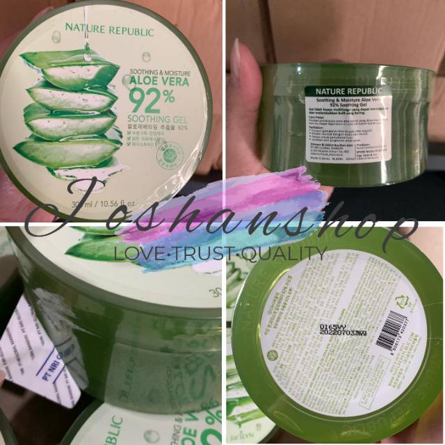 [Original 100%] BPOM Exp 2024 NATURE REPUBLIC Aloe Vera  92% Soothing Gel 300ml Jar Logo Original | Aloe Vera Gel | Aloe Vera Nature Republic | Aloe Vera BPOM | Nature Republic Aloe Vera BPOM | Aloe Vera Jar 300ml Nature Republic | Gel Aloe Vera