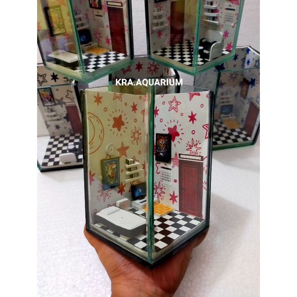 Aquarium Mini Plus Pohon Hiasannya/AQUARIUM MINI/SOLITER CUPANG/SOLITER/SOLITER CUPANG MOTIF BINTANG