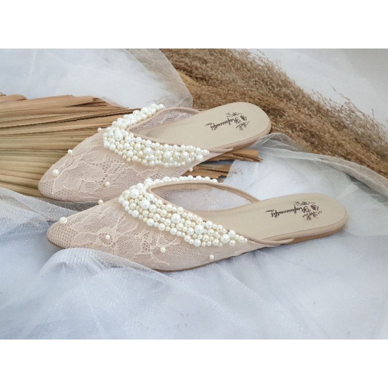 sepatu kathy cream sepatu flat wanita cantik 1cm