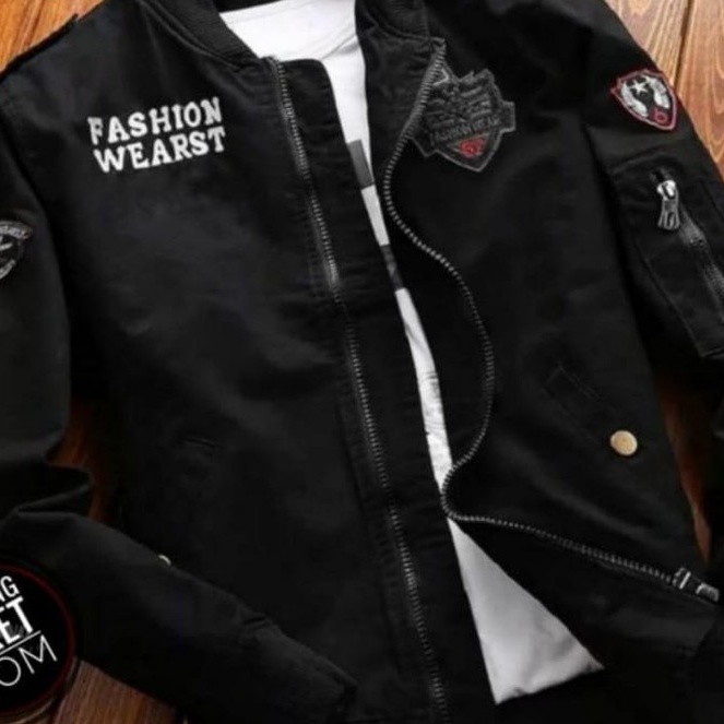 ALLSIZE HITAM PUTIH MERAH BIRU KUNING MOTIF ATAU POLOS / ARAGON BOMBER || JAKET BOMBER PILOT #AB