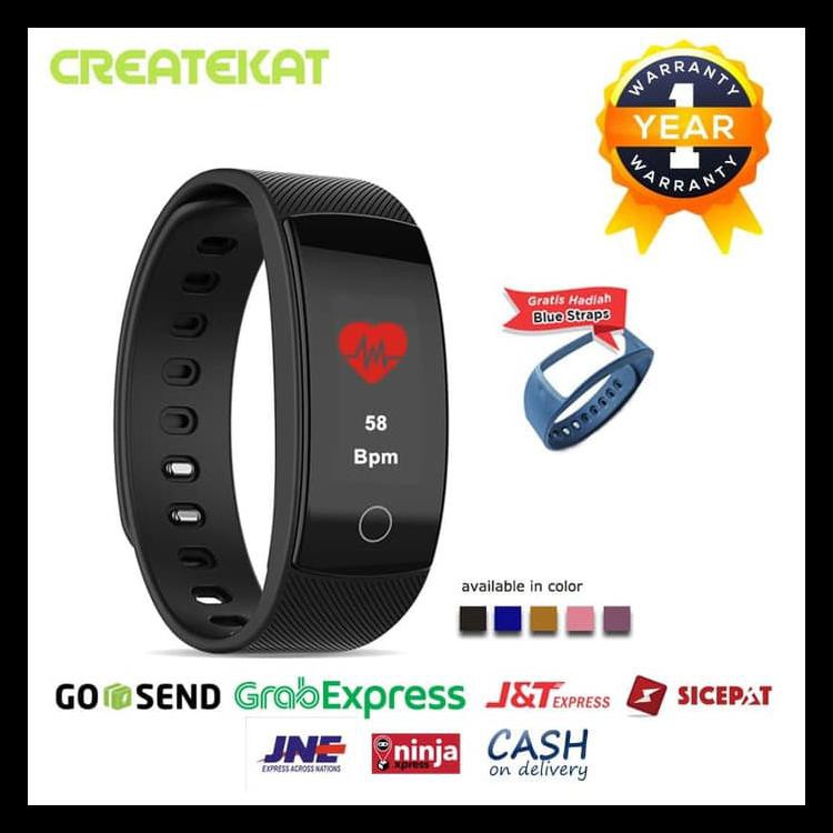 CREATEKAT KATFIT1 SMART BAND SMARTWATCH MULTIFUNGSI GELANG PINTAR - MERAH MUDA KODE 502