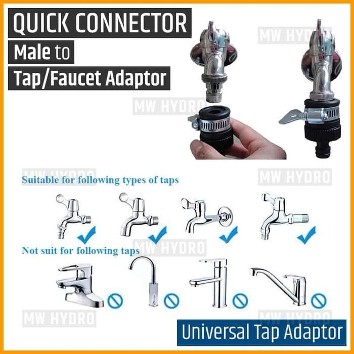 Konektor Keran, Quick Connector Male to Faucet, Universal Tap Adaptor