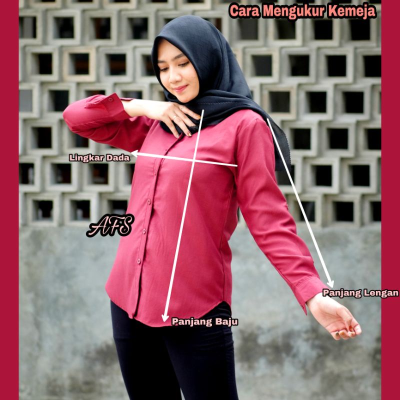 Kemeja Wanita Katun Toyobo Grade A Size M L XL XXL Slim fit Kemeja Basic Baju Atasan Kerja Wanita Lengan Panjang